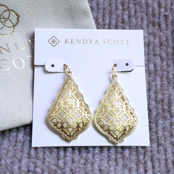 Kendra Scott Addie Filigree Mix Drop Earrings in Gold - Picture 1 of 2